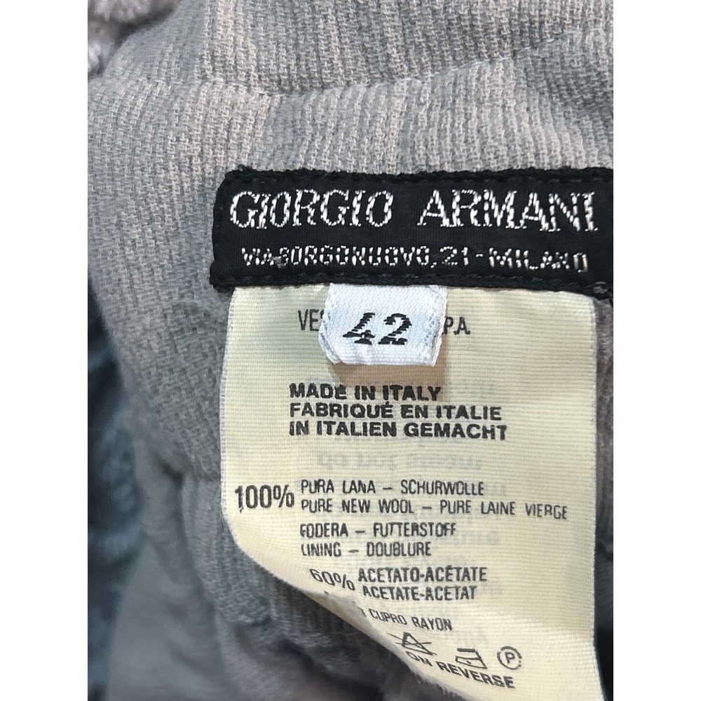 Giorgio Armani Wool Trousers Pants Beige Elastic Waist Italy Made Women's - Picture 2 of 8